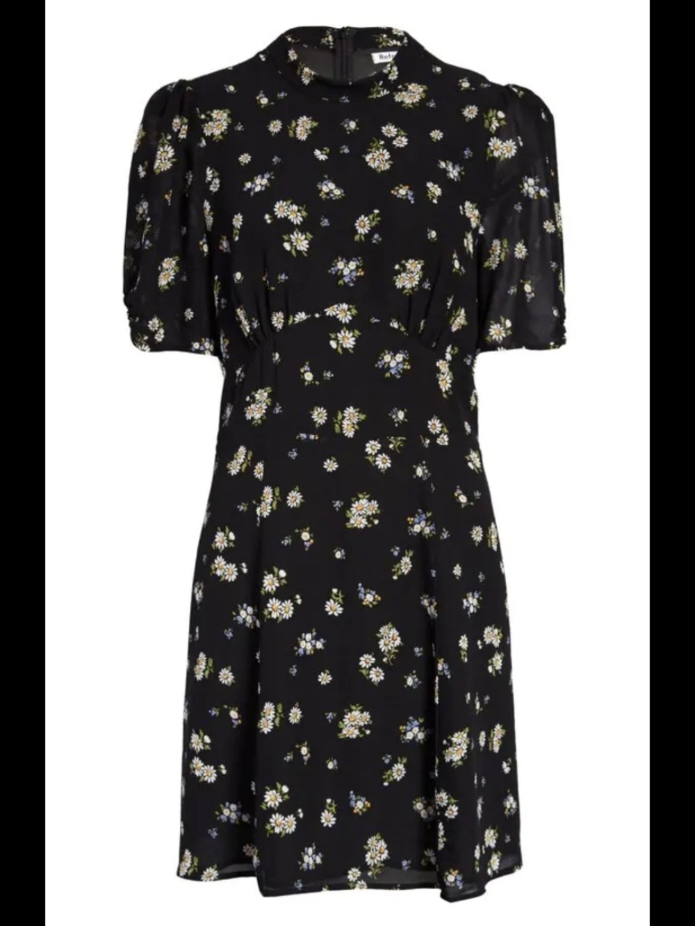 Reformation Maylin Floral Print Mini Dress Black/Cream Size 8